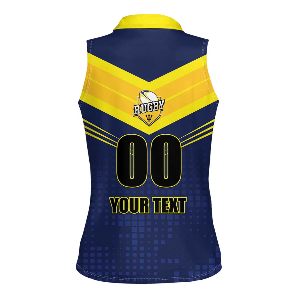 Custom Barbados Rugby Women Sleeveless Polo Shirt Team Barbados Trident Go Champions