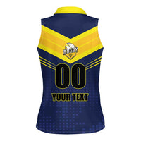 Custom Barbados Rugby Women Sleeveless Polo Shirt Team Barbados Trident Go Champions