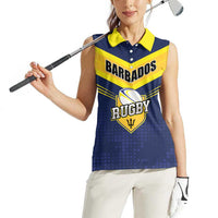 Custom Barbados Rugby Women Sleeveless Polo Shirt Team Barbados Trident Go Champions