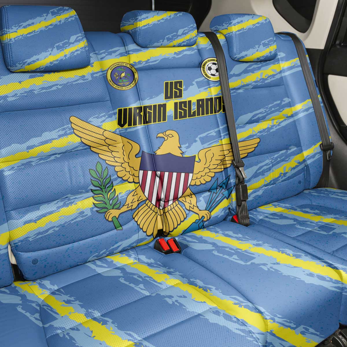 US Virgin Islands Soccer Back Car Seat Cover Team Dashing Eagles Come On
