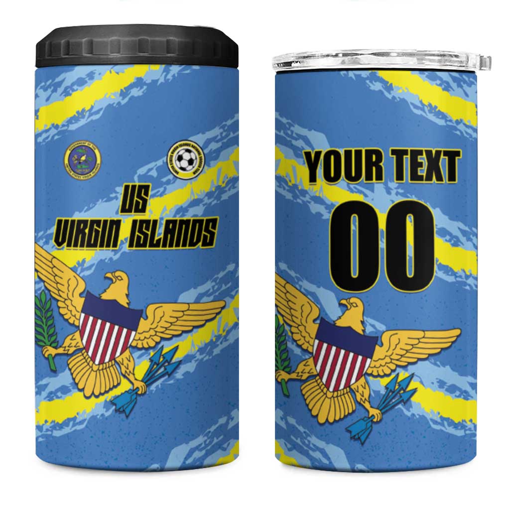 Custom US Virgin Islands Soccer 4 in 1 Can Cooler Tumbler Team Dashing Eagles Come On