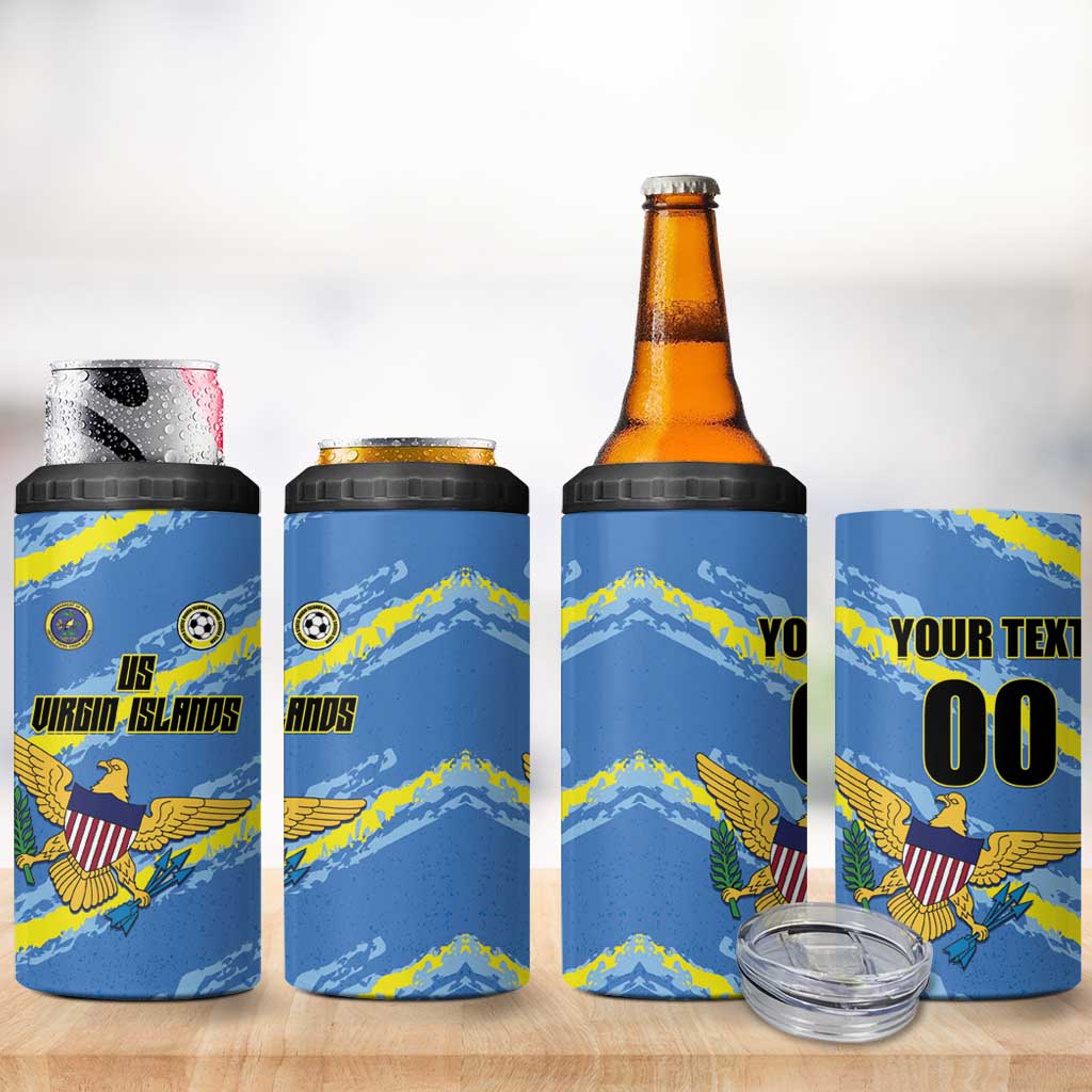 Custom US Virgin Islands Soccer 4 in 1 Can Cooler Tumbler Team Dashing Eagles Come On
