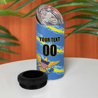 Custom US Virgin Islands Soccer 4 in 1 Can Cooler Tumbler Team Dashing Eagles Come On