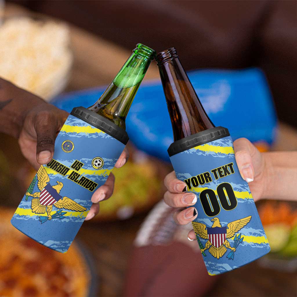 Custom US Virgin Islands Soccer 4 in 1 Can Cooler Tumbler Team Dashing Eagles Come On