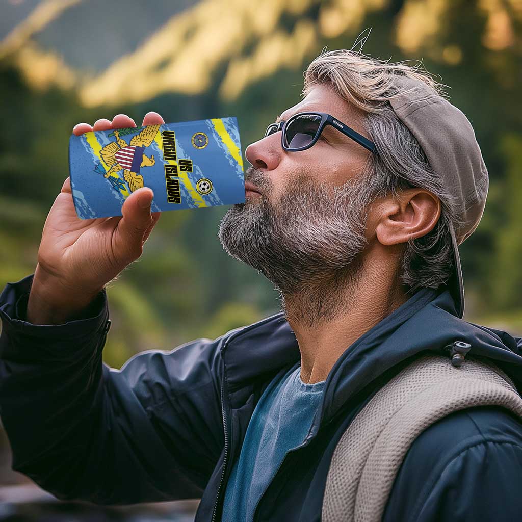 Custom US Virgin Islands Soccer 4 in 1 Can Cooler Tumbler Team Dashing Eagles Come On