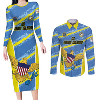 Custom US Virgin Islands Soccer Couples Matching Long Sleeve Bodycon Dress and Long Sleeve Button Shirt Team Dashing Eagles Come On