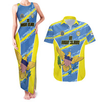 Custom US Virgin Islands Soccer Couples Matching Tank Maxi Dress and Hawaiian Shirt Team Dashing Eagles Come On