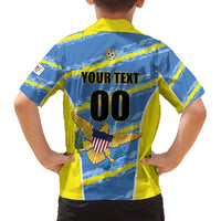 Custom US Virgin Islands Soccer Family Matching Off The Shoulder Long Sleeve Dress and Hawaiian Shirt Team Dashing Eagles Come On