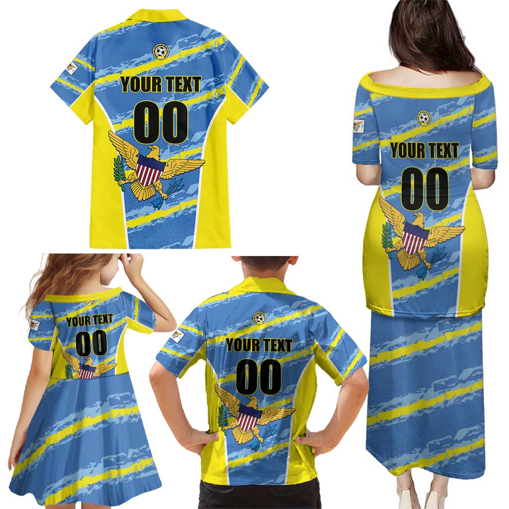 Custom US Virgin Islands Soccer Family Matching Puletasi and Hawaiian Shirt Team Dashing Eagles Come On