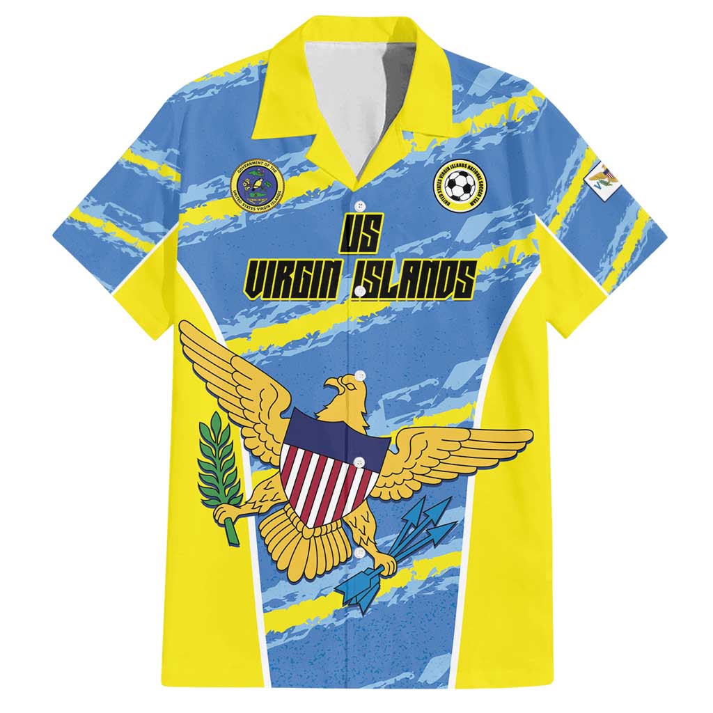 Custom US Virgin Islands Soccer Family Matching Puletasi and Hawaiian Shirt Team Dashing Eagles Come On