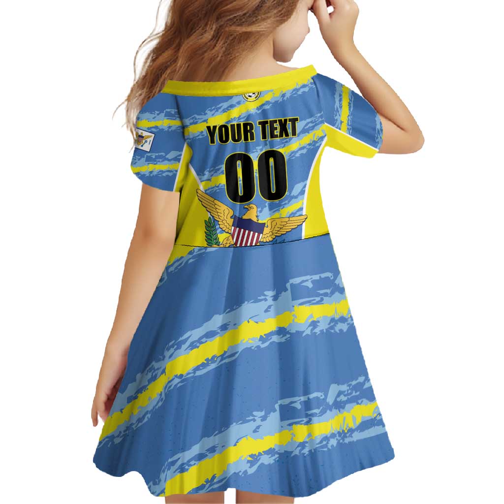 Custom US Virgin Islands Soccer Family Matching Short Sleeve Bodycon Dress and Hawaiian Shirt Team Dashing Eagles Come On