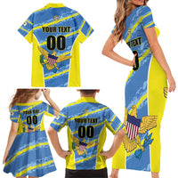 Custom US Virgin Islands Soccer Family Matching Short Sleeve Bodycon Dress and Hawaiian Shirt Team Dashing Eagles Come On