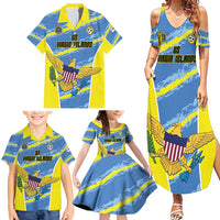 Custom US Virgin Islands Soccer Family Matching Summer Maxi Dress and Hawaiian Shirt Team Dashing Eagles Come On
