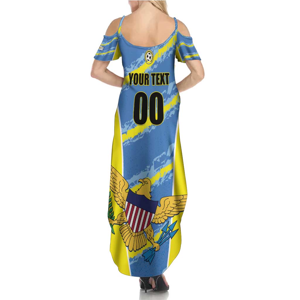 Custom US Virgin Islands Soccer Family Matching Summer Maxi Dress and Hawaiian Shirt Team Dashing Eagles Come On