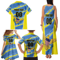 Custom US Virgin Islands Soccer Family Matching Tank Maxi Dress and Hawaiian Shirt Team Dashing Eagles Come On