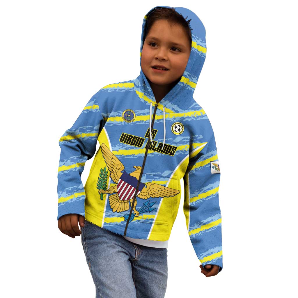 Custom US Virgin Islands Soccer Kid Hoodie Team Dashing Eagles Come On