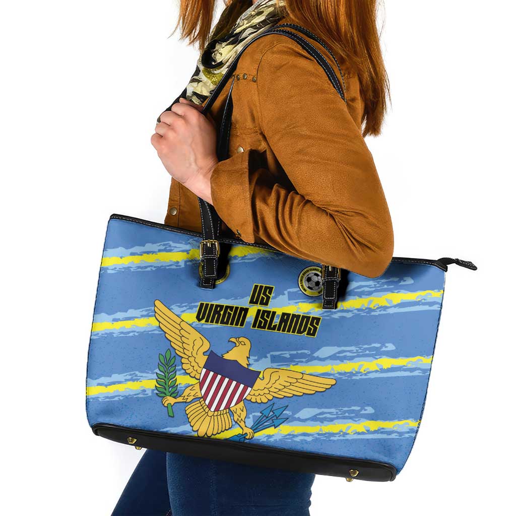 US Virgin Islands Soccer Leather Tote Bag Team Dashing Eagles Come On