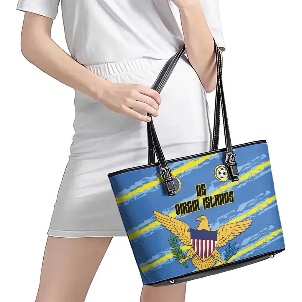 US Virgin Islands Soccer Leather Tote Bag Team Dashing Eagles Come On