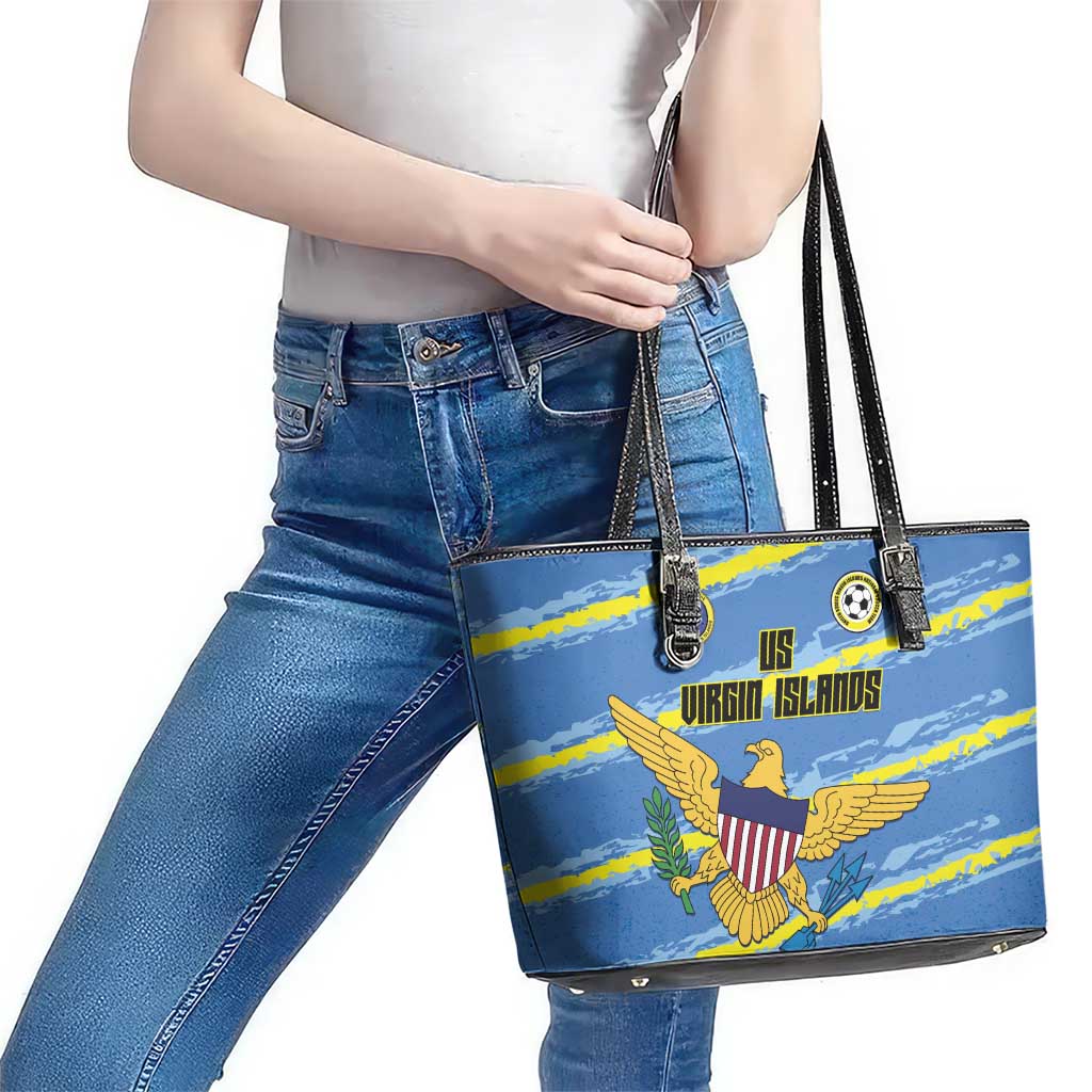 US Virgin Islands Soccer Leather Tote Bag Team Dashing Eagles Come On