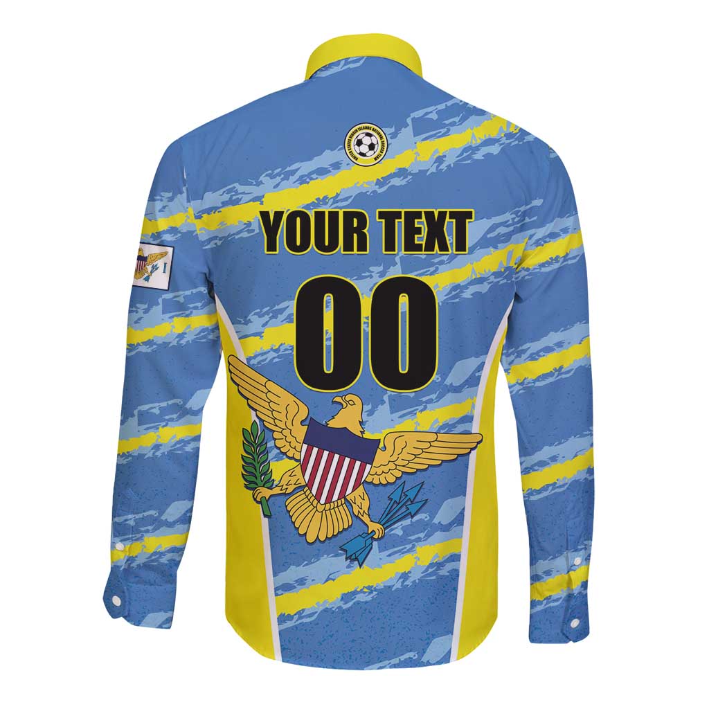 Custom US Virgin Islands Soccer Long Sleeve Button Shirt Team Dashing Eagles Come On