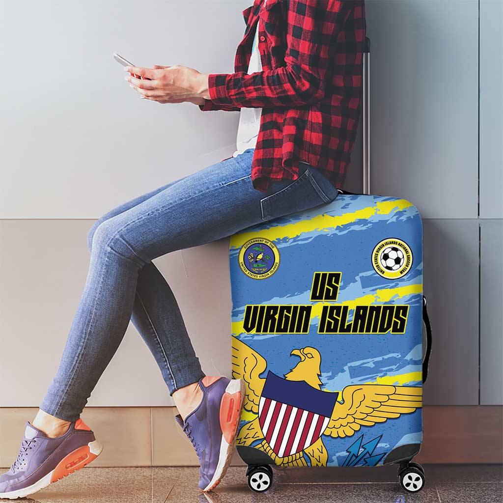 US Virgin Islands Soccer Luggage Cover Team Dashing Eagles Come On