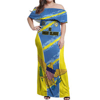 Custom US Virgin Islands Soccer Off Shoulder Maxi Dress Team Dashing Eagles Come On