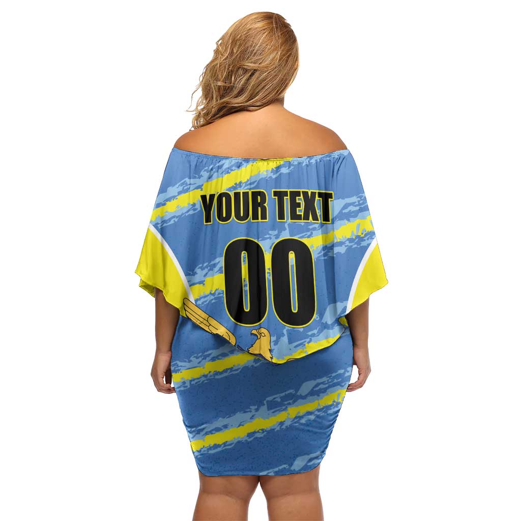 Custom US Virgin Islands Soccer Off Shoulder Short Dress Team Dashing Eagles Come On