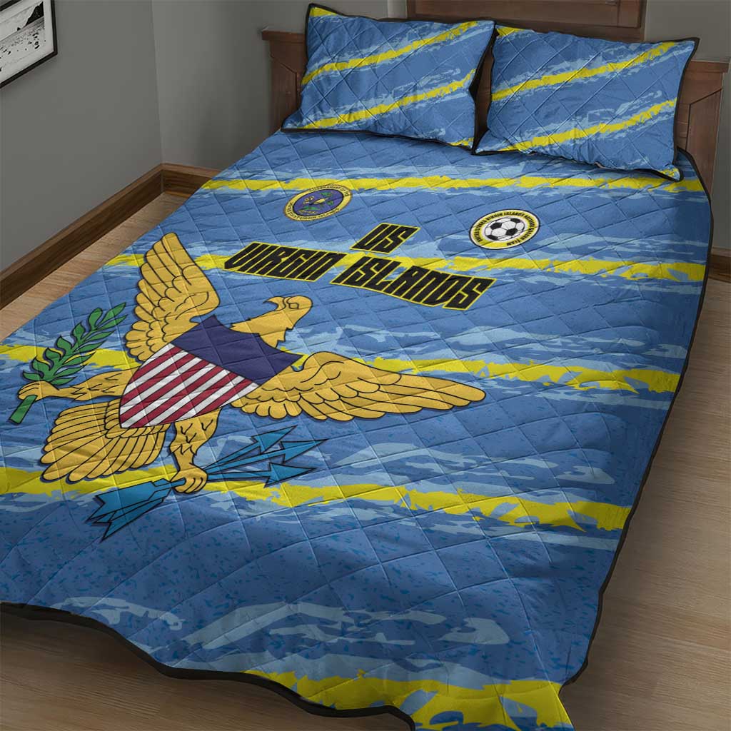 US Virgin Islands Soccer Quilt Bed Set Team Dashing Eagles Come On