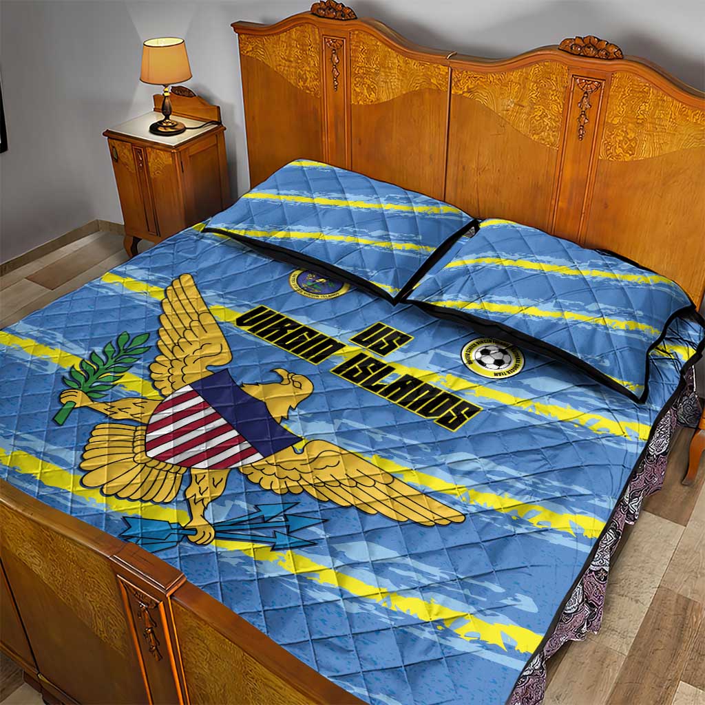US Virgin Islands Soccer Quilt Bed Set Team Dashing Eagles Come On