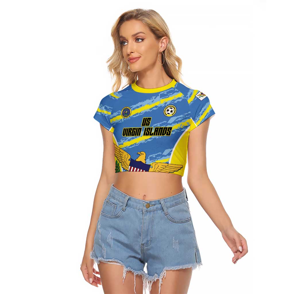 Custom US Virgin Islands Soccer Raglan Cropped T Shirt Team Dashing Eagles Come On