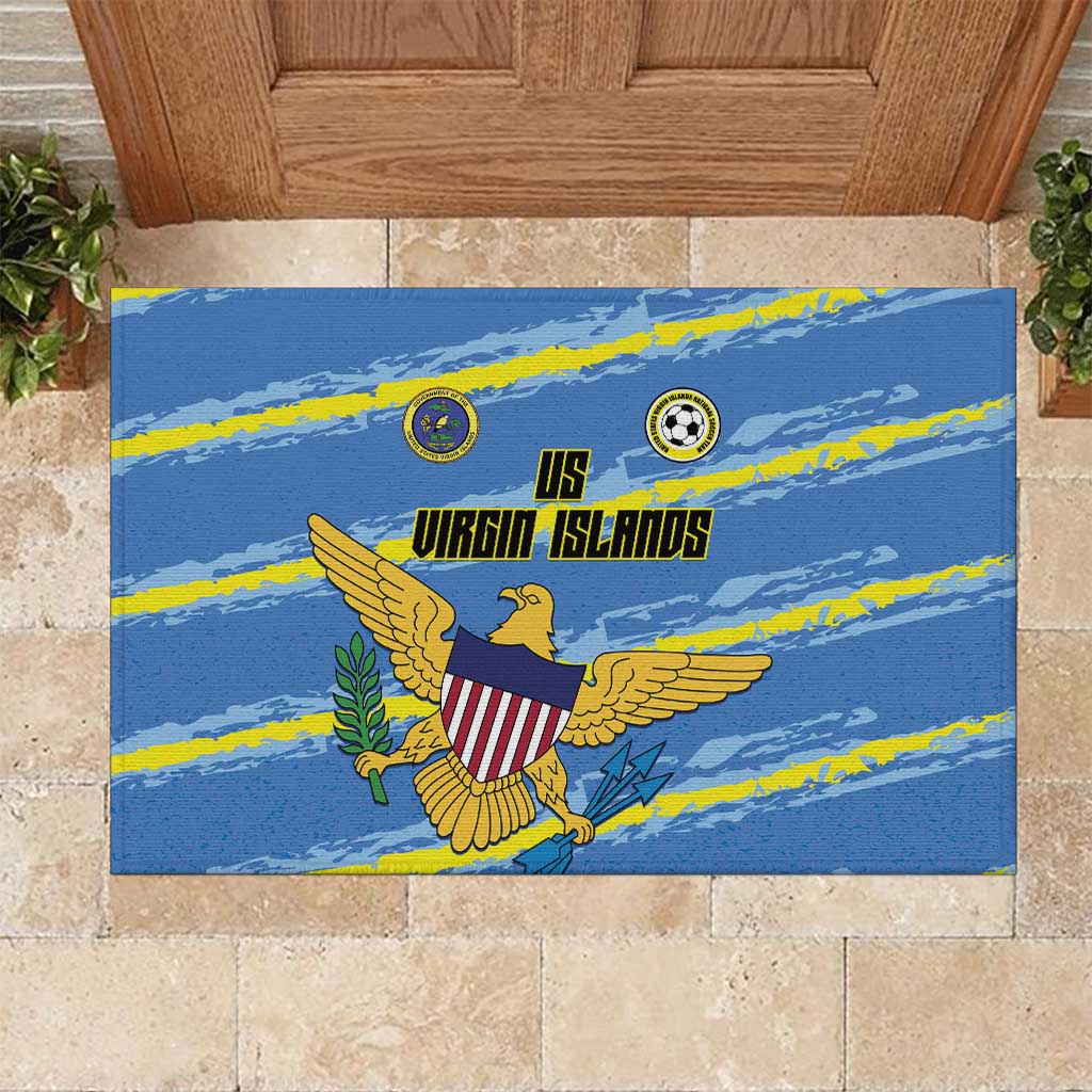 US Virgin Islands Soccer Rubber Doormat Team Dashing Eagles Come On