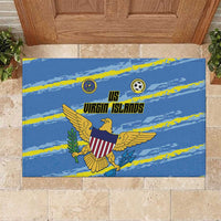 US Virgin Islands Soccer Rubber Doormat Team Dashing Eagles Come On