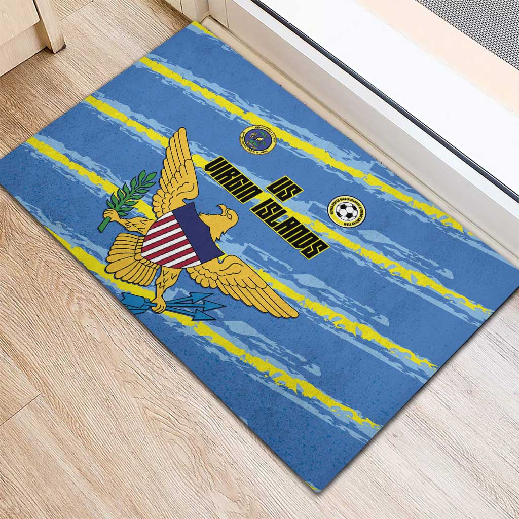 US Virgin Islands Soccer Rubber Doormat Team Dashing Eagles Come On