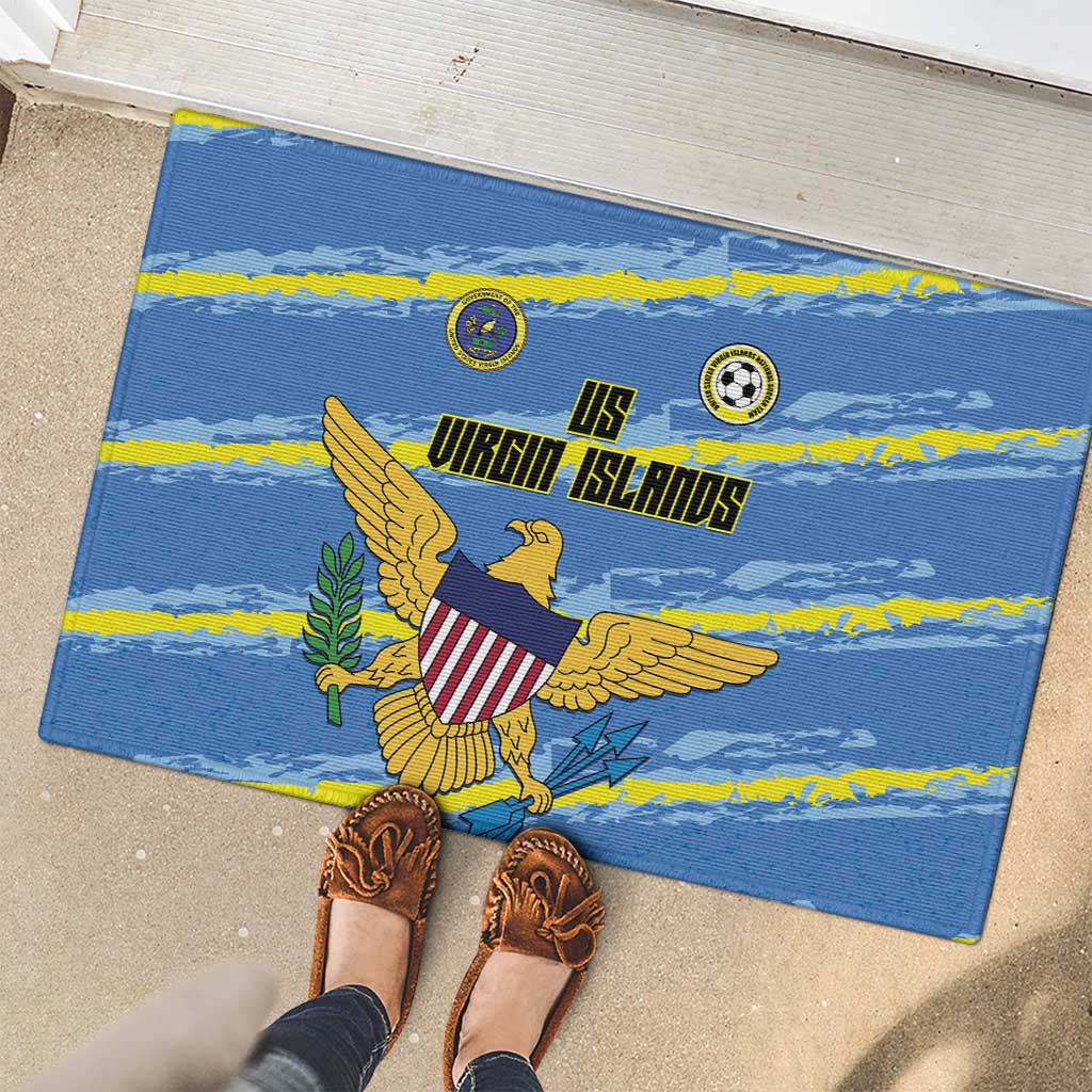 US Virgin Islands Soccer Rubber Doormat Team Dashing Eagles Come On