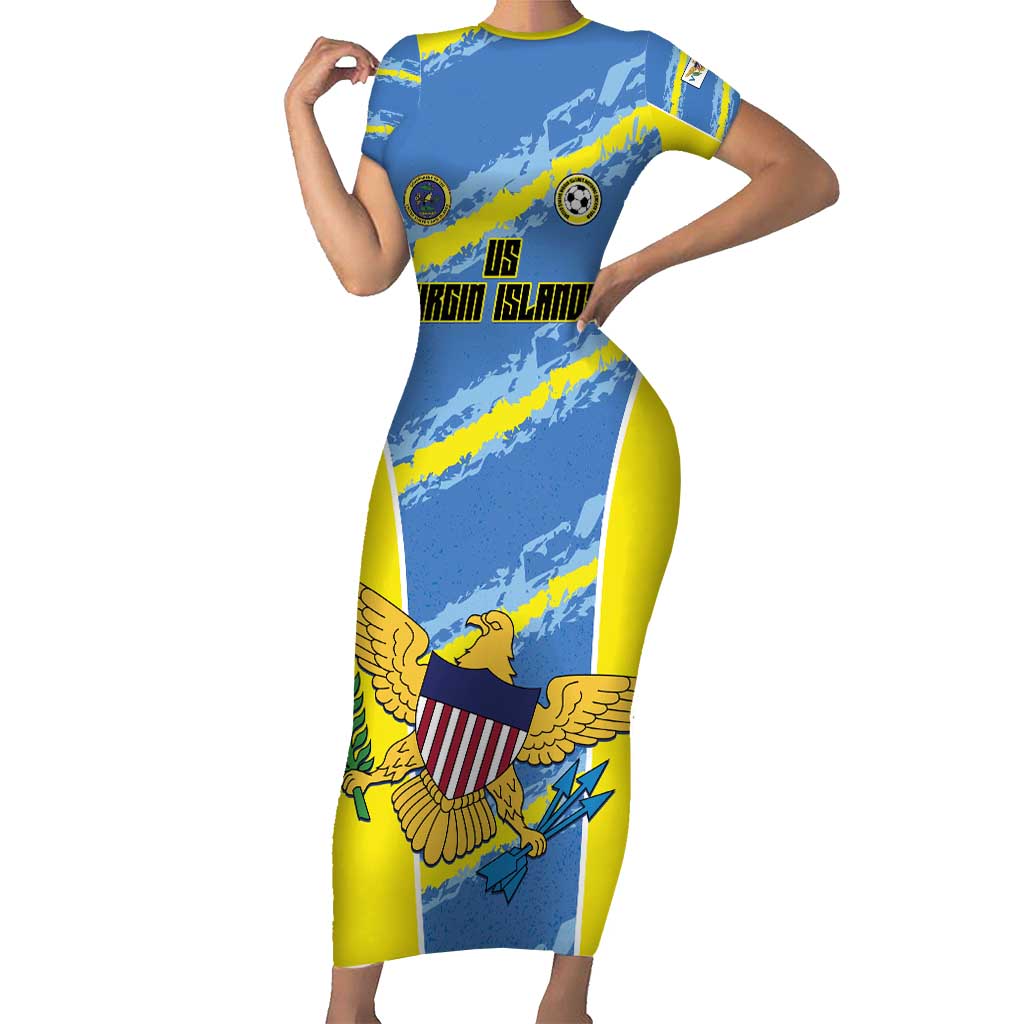 Custom US Virgin Islands Soccer Short Sleeve Bodycon Dress Team Dashing Eagles Come On