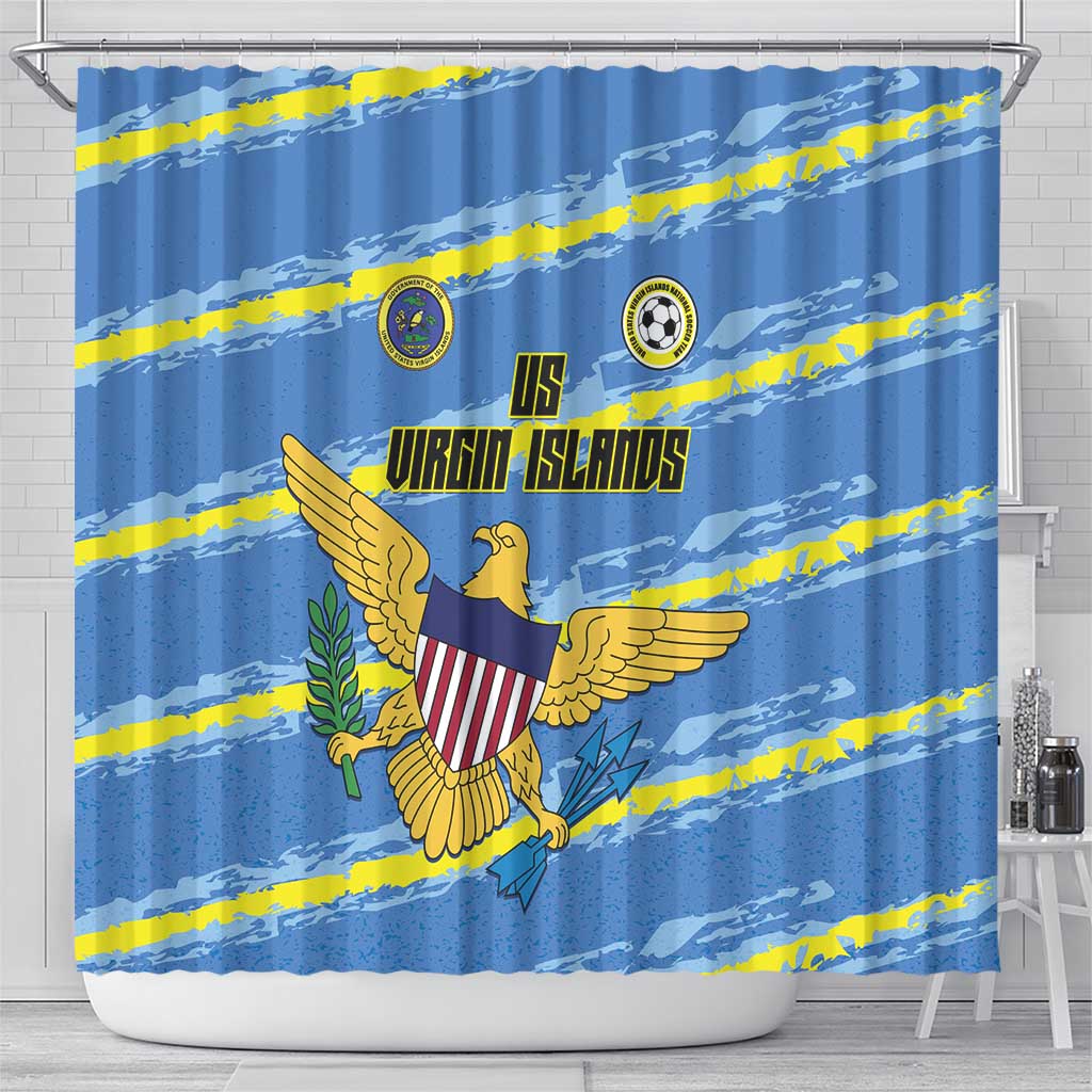 US Virgin Islands Soccer Shower Curtain Team Dashing Eagles Come On