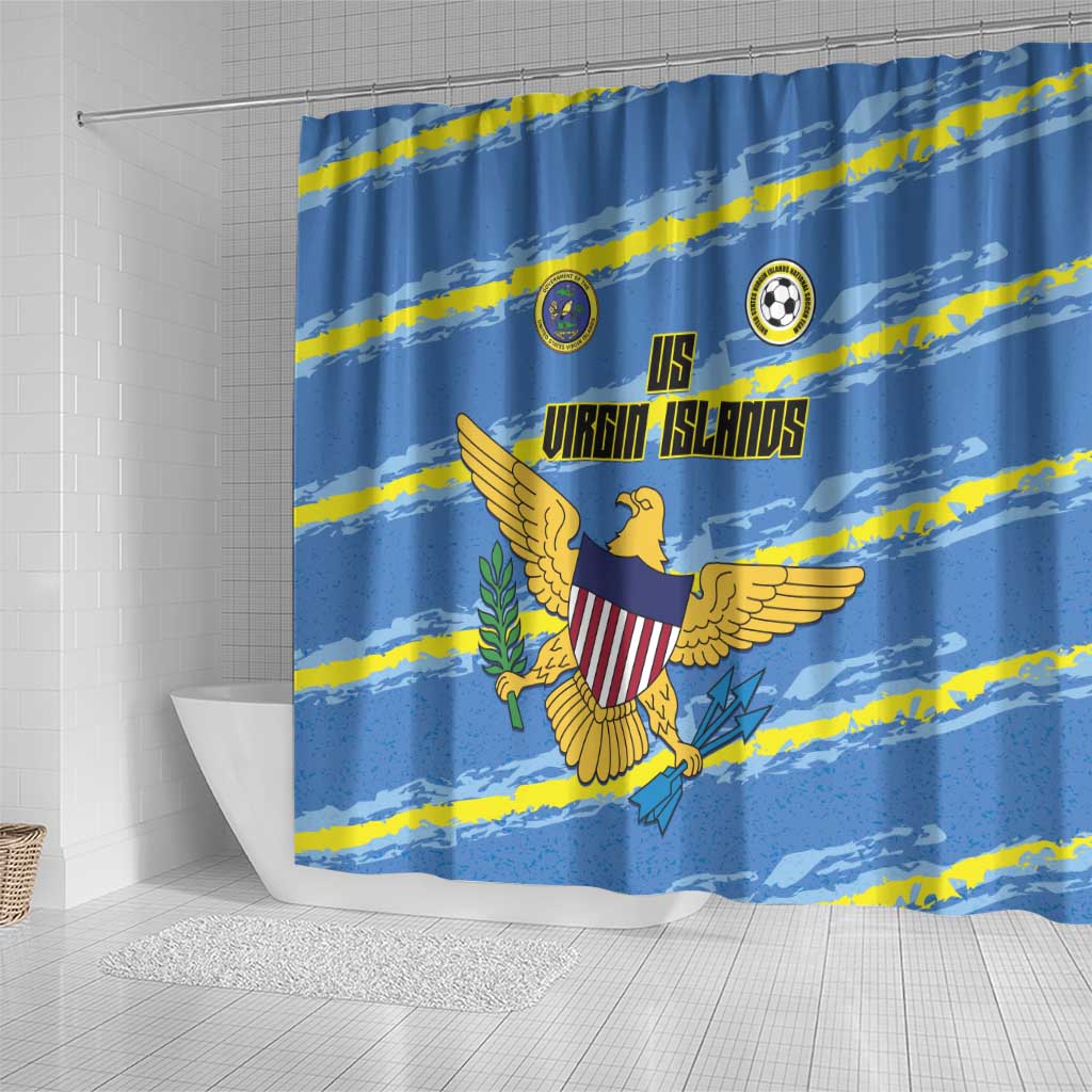 US Virgin Islands Soccer Shower Curtain Team Dashing Eagles Come On