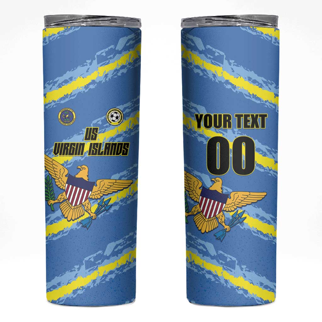 Custom US Virgin Islands Soccer Skinny Tumbler Team Dashing Eagles Come On