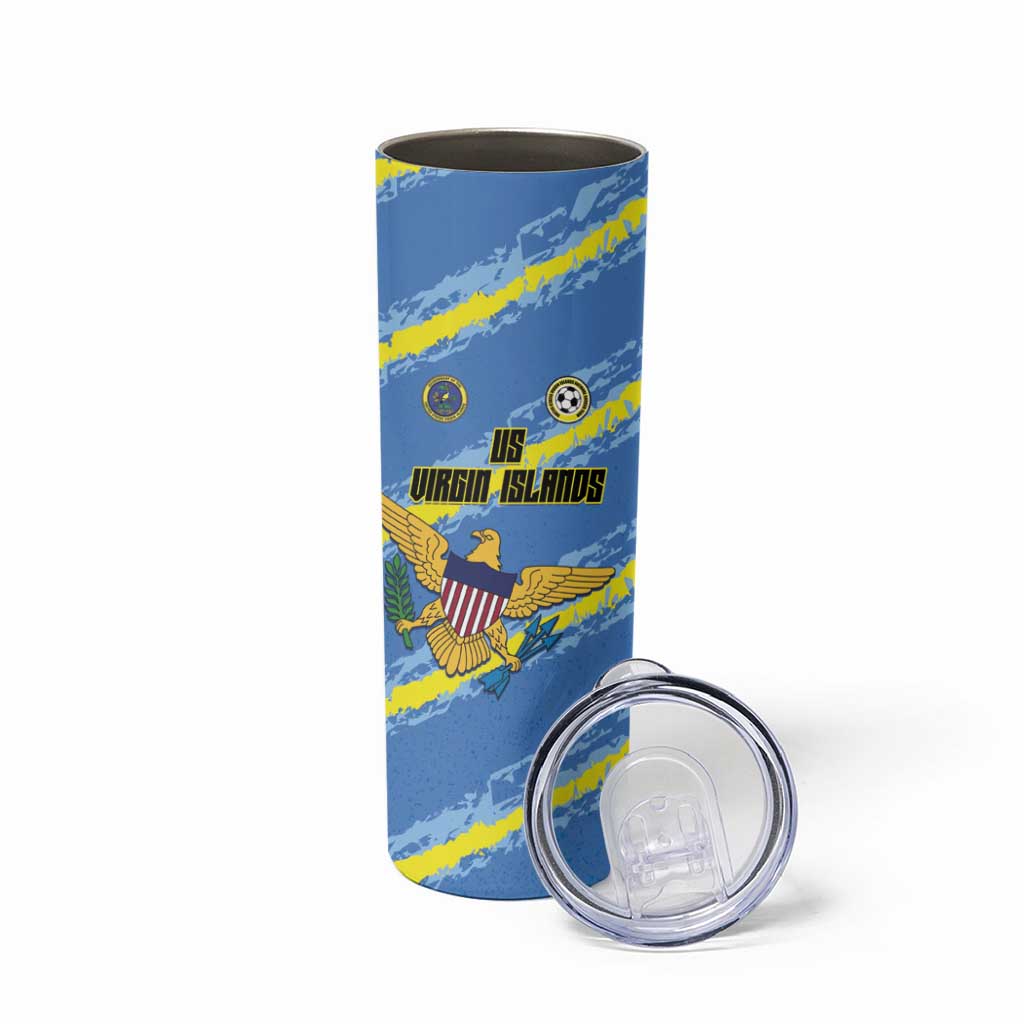Custom US Virgin Islands Soccer Skinny Tumbler Team Dashing Eagles Come On