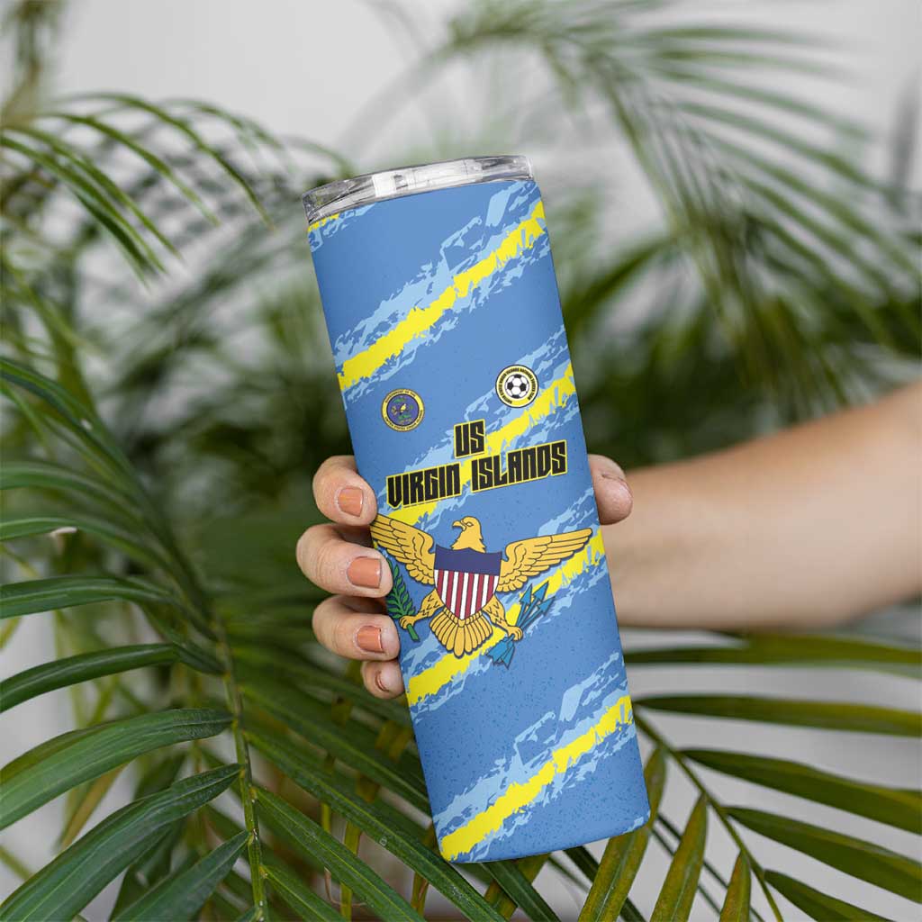 Custom US Virgin Islands Soccer Skinny Tumbler Team Dashing Eagles Come On