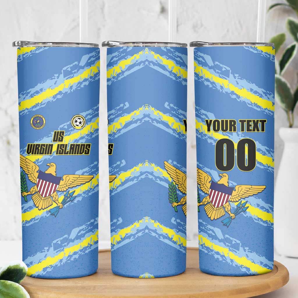 Custom US Virgin Islands Soccer Skinny Tumbler Team Dashing Eagles Come On