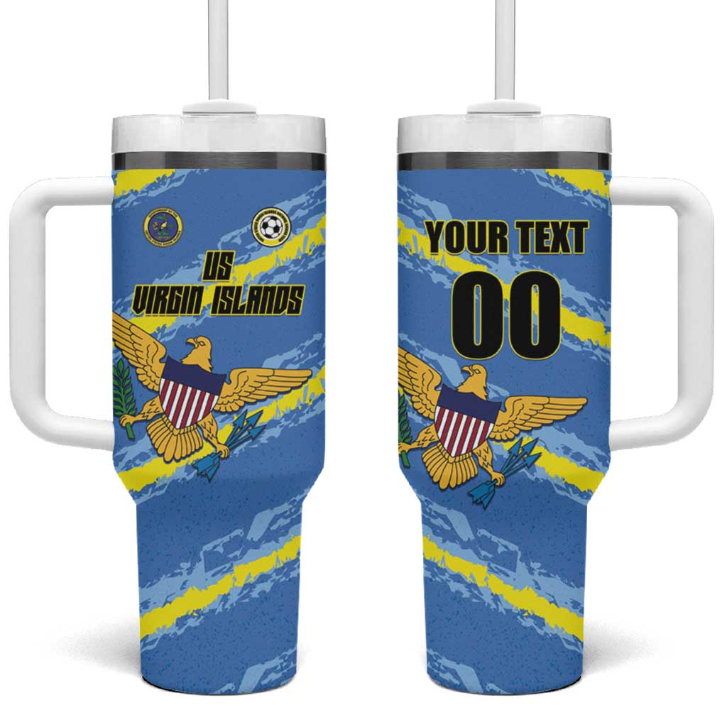 Custom US Virgin Islands Soccer Tumbler With Handle Team Dashing Eagles Come On