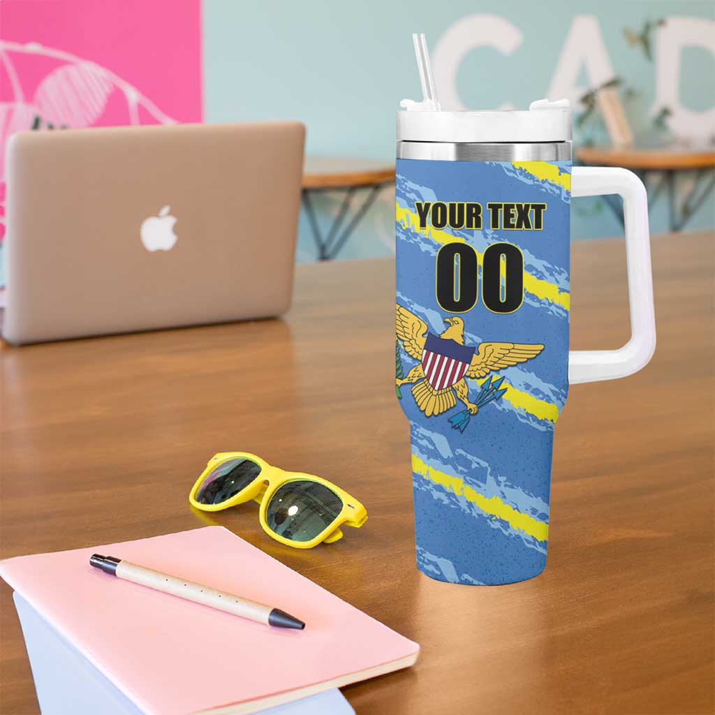 Custom US Virgin Islands Soccer Tumbler With Handle Team Dashing Eagles Come On