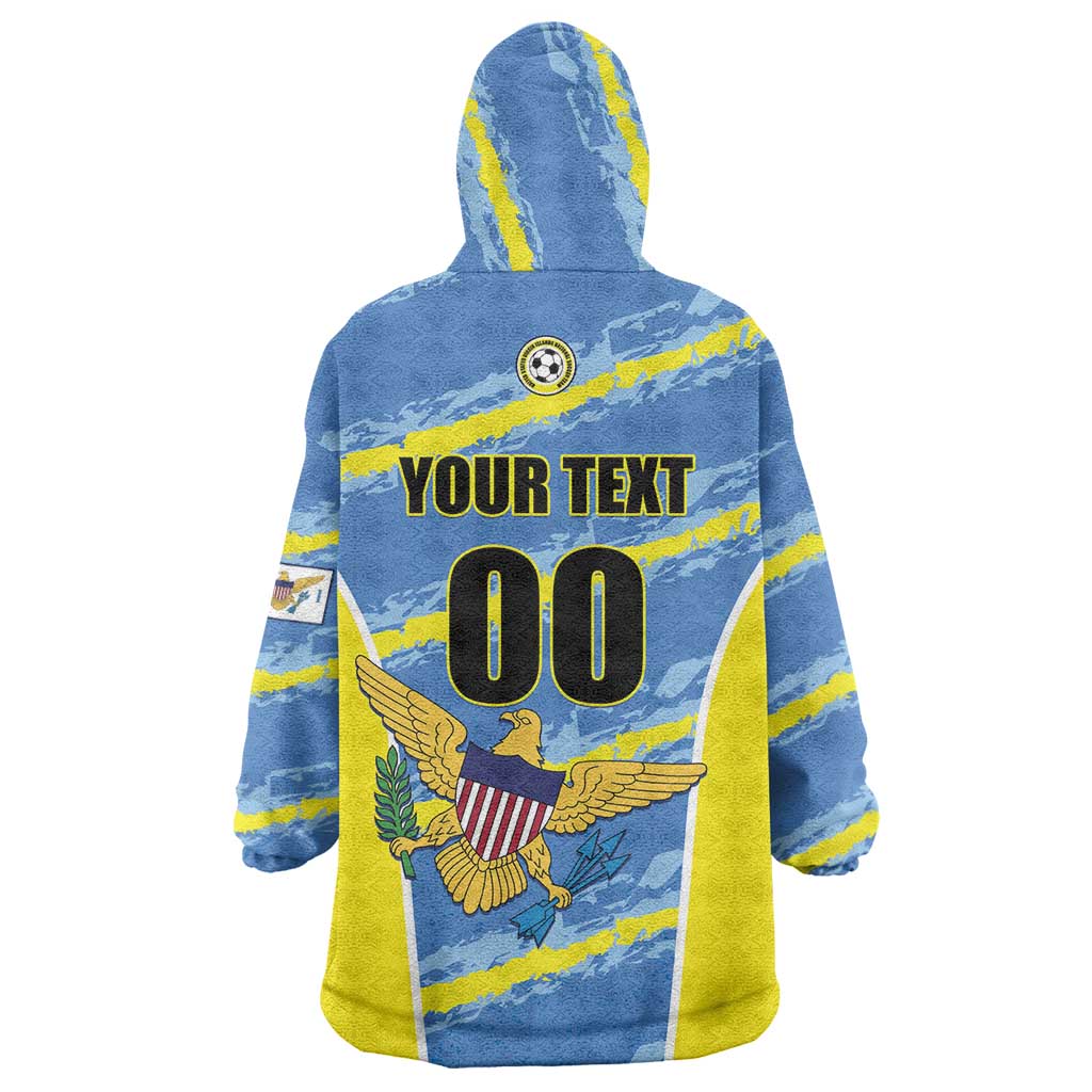Custom US Virgin Islands Soccer Wearable Blanket Hoodie Team Dashing Eagles Come On