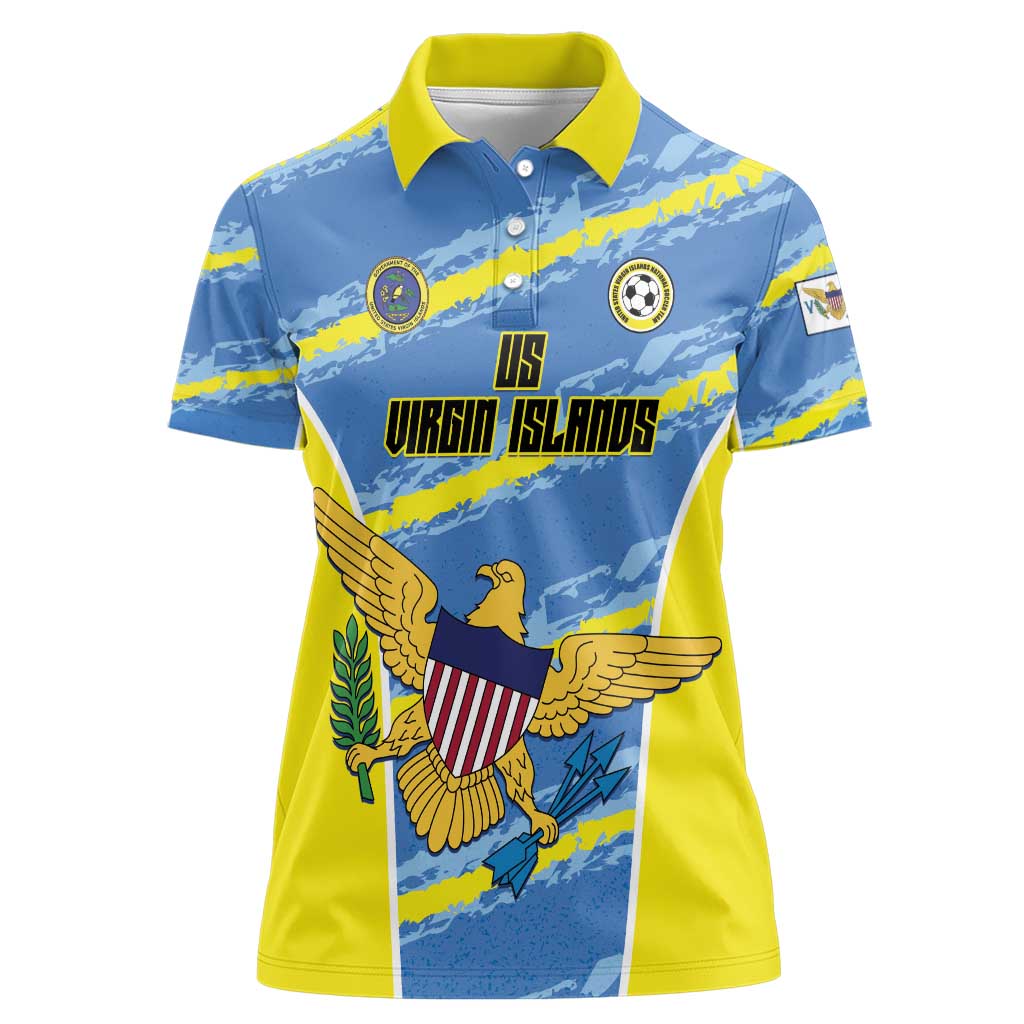 Custom US Virgin Islands Soccer Women Polo Shirt Team Dashing Eagles Come On