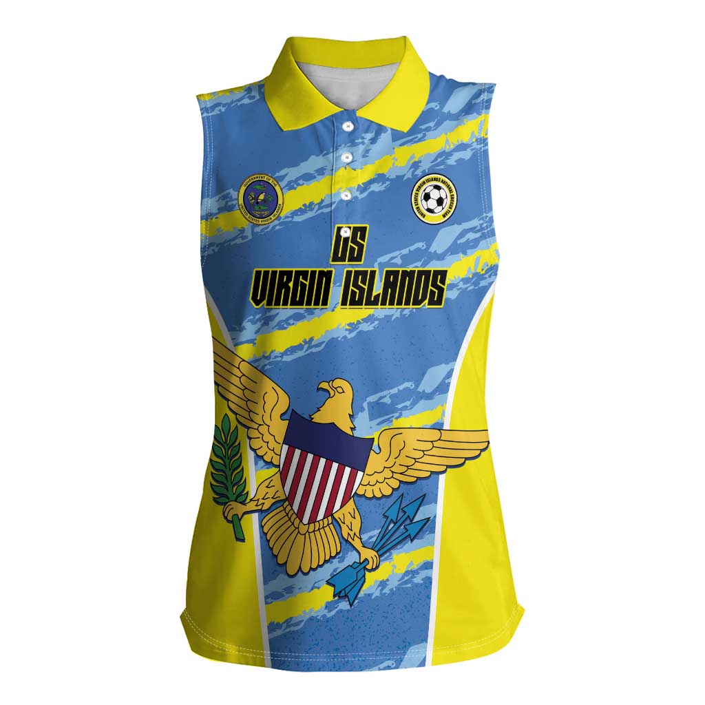 Custom US Virgin Islands Soccer Women Sleeveless Polo Shirt Team Dashing Eagles Come On