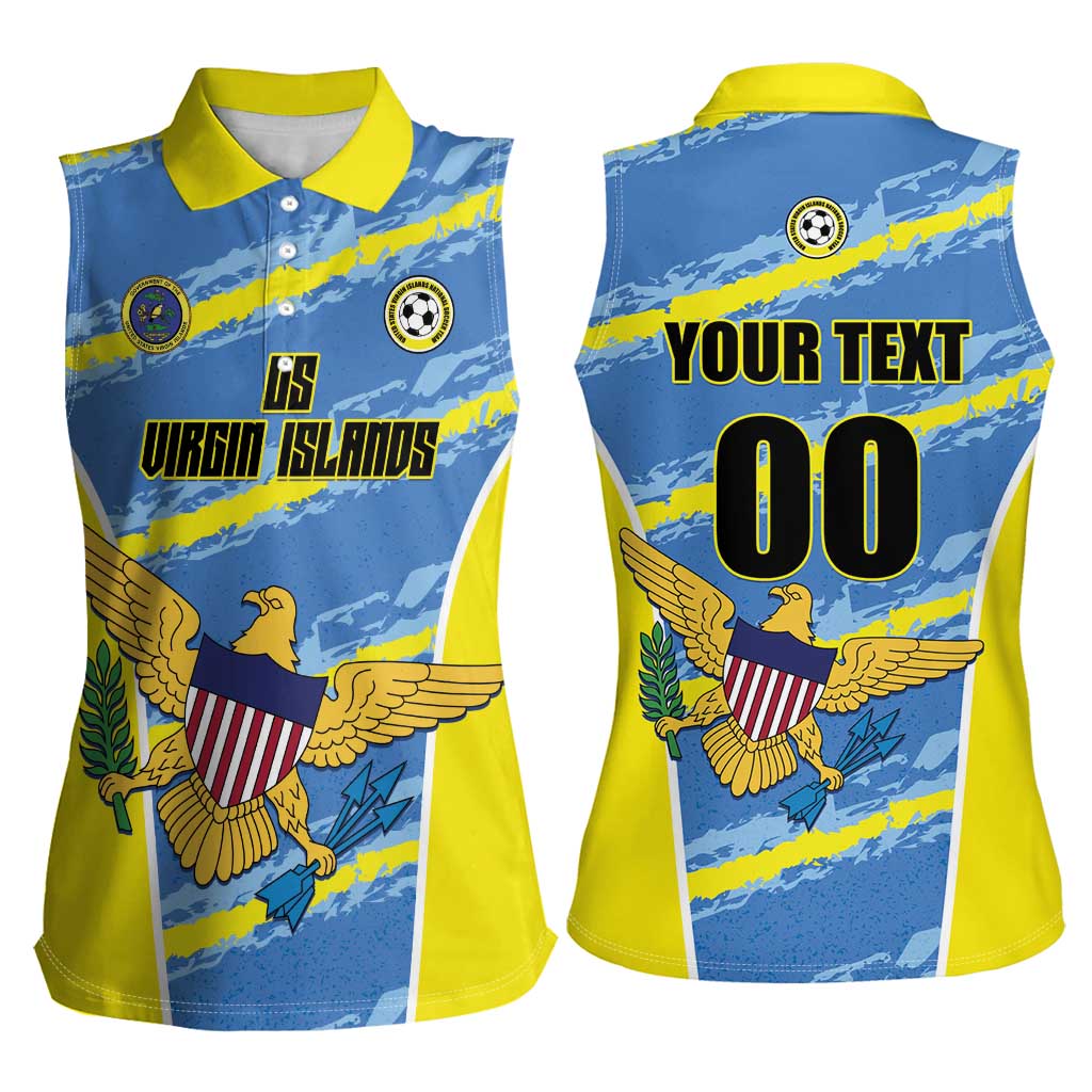 Custom US Virgin Islands Soccer Women Sleeveless Polo Shirt Team Dashing Eagles Come On