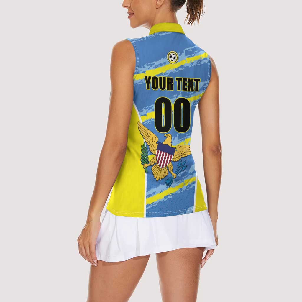 Custom US Virgin Islands Soccer Women Sleeveless Polo Shirt Team Dashing Eagles Come On