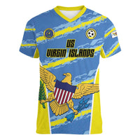 Custom US Virgin Islands Soccer Women V-Neck T-Shirt Team Dashing Eagles Come On