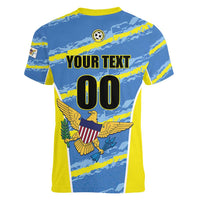 Custom US Virgin Islands Soccer Women V-Neck T-Shirt Team Dashing Eagles Come On